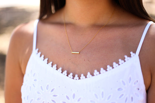 14k Gold Filled Bar Necklace, Minimalist Dainty Layering Chain, Everyday Jewelry