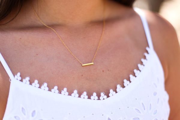 14k Gold Filled Bar Necklace, Minimalist Dainty Layering Chain, Everyday Jewelry