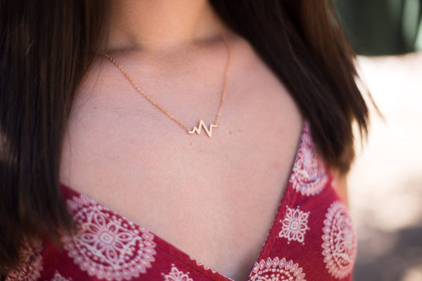 EKG Heartbeat Necklace 14k Gold Plated, Nurse Gift, Doctor Jewelry, EMT Gift, Medical Graduation