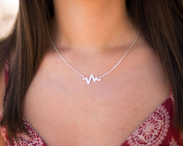 EKG Heartbeat Necklace 14k Gold Plated, Nurse Gift, Doctor Jewelry, EMT Gift, Medical Graduation