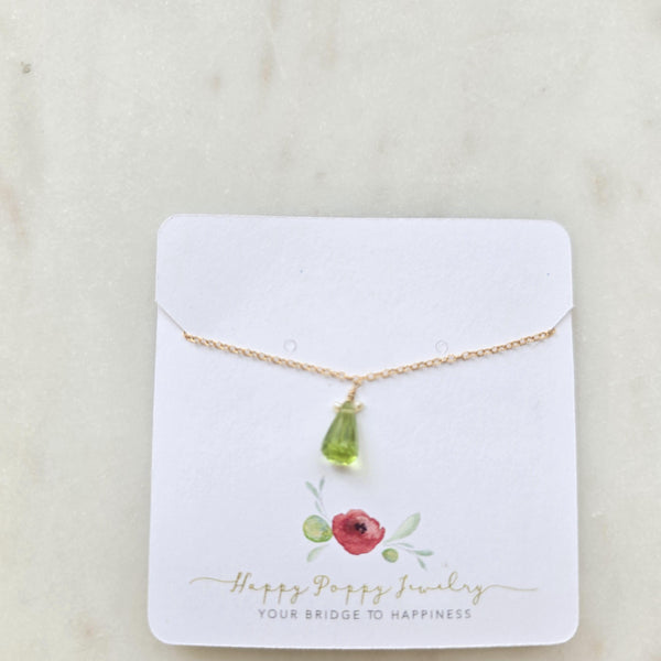 Tear drop Peridot pendant and  14k Gold Filled Necklace | Layering Jewelry Gift | Minimalist Necklace | August birthstone