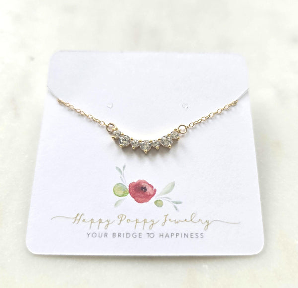 Tiny Gold Necklace, Dainty Gold Necklace, CZ diamond Necklace, Simple Necklace, Minimalist Necklace, Gifts for her, dainty necklace