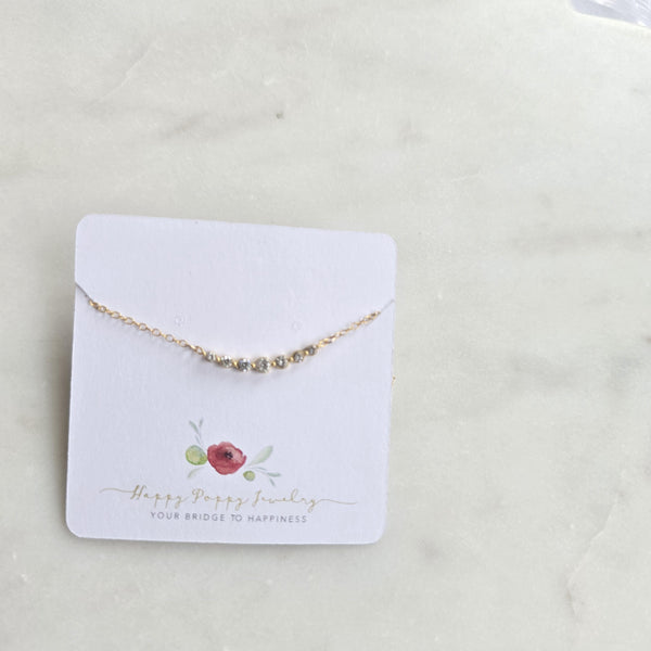 Tiny Gold Necklace, Dainty Gold Necklace, 7 stone CZ diamond Necklace, Simple Necklace, Minimalist Necklace, Gifts for her, dainty necklace