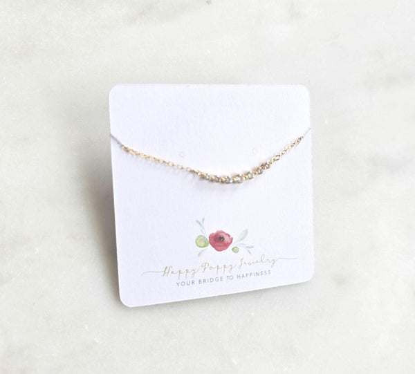 Tiny Gold Necklace, Dainty Gold Necklace, 7 stone CZ diamond Necklace, Simple Necklace, Minimalist Necklace, Gifts for her, dainty necklace