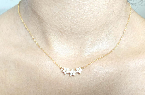 Tiny Gold Necklace, Dainty Gold Necklace, Moissanite Necklace, Simple Necklace, Minimalist Necklace, Gifts for her, dainty necklace