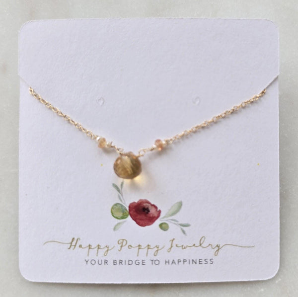 Tear drop Citrine briolette 14k Gold Filled Necklace | Layering Jewelry Gift