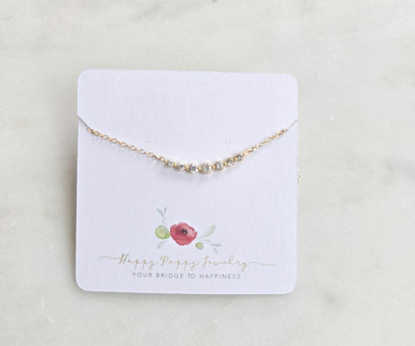 Tiny Gold Necklace, Dainty Gold Necklace, 7 stone CZ diamond Necklace, Simple Necklace, Minimalist Necklace, Gifts for her, dainty necklace