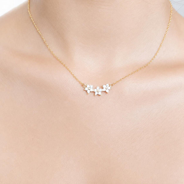 Tiny Gold Necklace, Dainty Gold Necklace, Moissanite Necklace, Simple Necklace, Minimalist Necklace, Gifts for her, dainty necklace