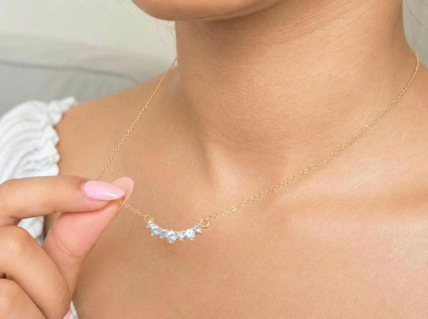 Tiny Gold Necklace, Dainty Gold Necklace, CZ diamond Necklace, Simple Necklace, Minimalist Necklace, Gifts for her, dainty necklace
