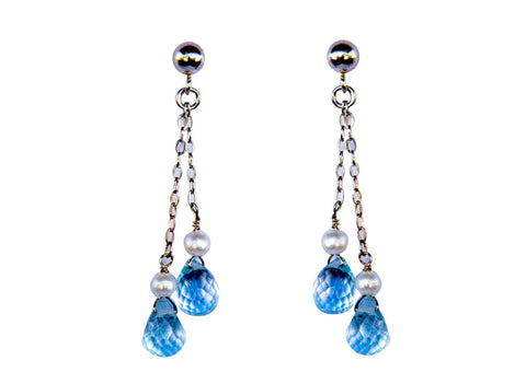 Aquamarine earrings, Light blue earrings, Silver earrings, Dangle earrings, long earrings, elegant earrings, simple earrings, bridal earring