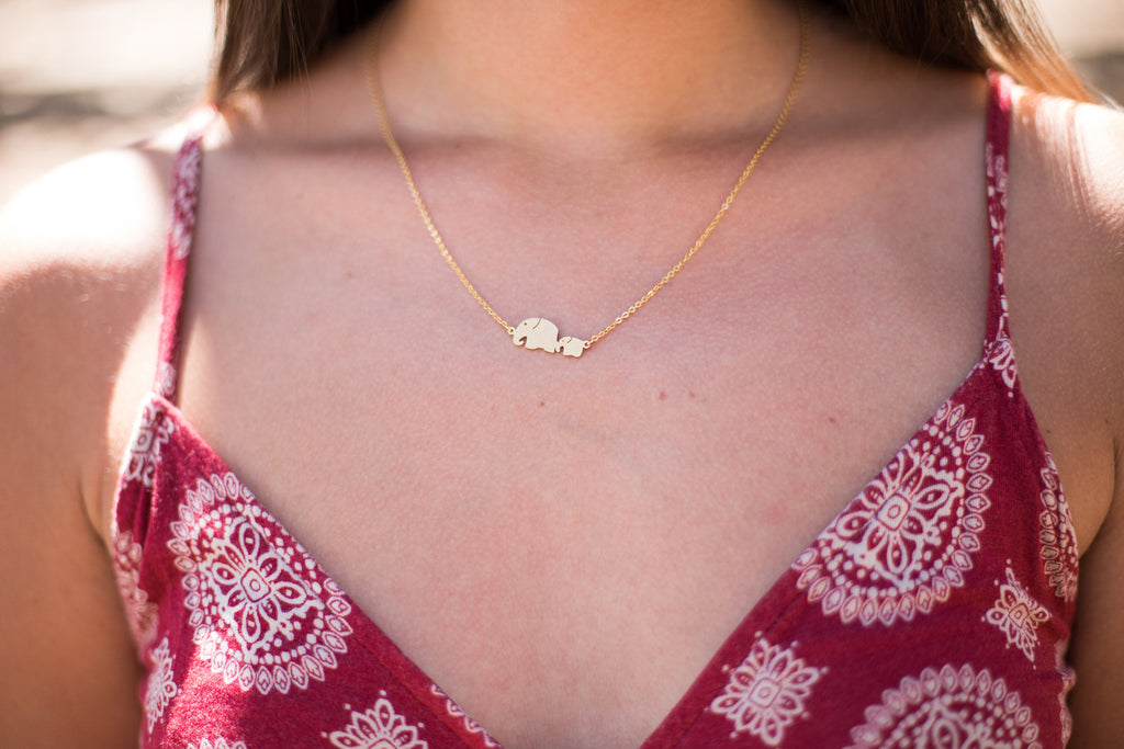 Baby and mama elephant necklace - Happy Poppy Jewelry