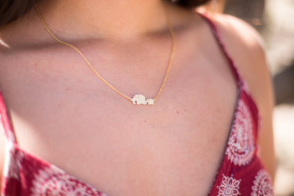 Baby and mama elephant necklace - Happy Poppy Jewelry