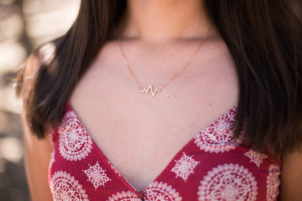Heartbeat/EKG Necklace - Happy Poppy Jewelry