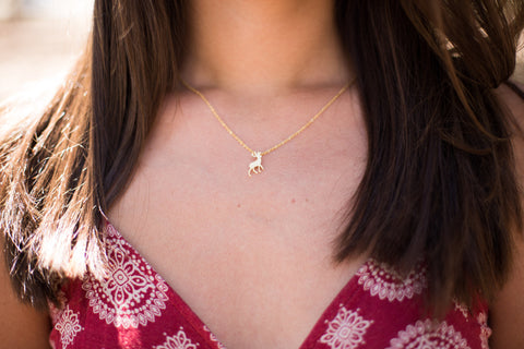 Dainty Reindeer Necklace - Happy Poppy Jewelry