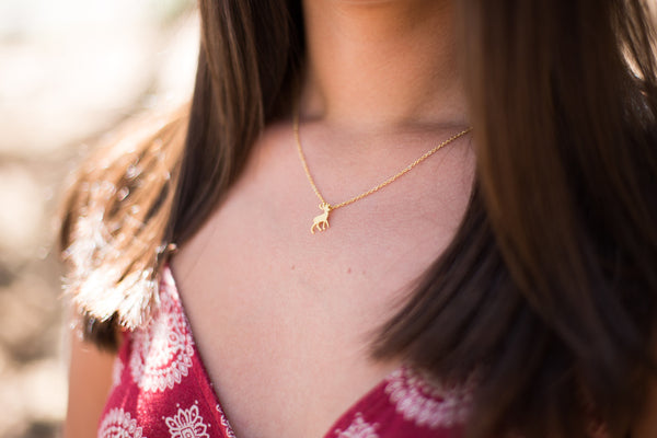 Dainty Reindeer Necklace - Happy Poppy Jewelry