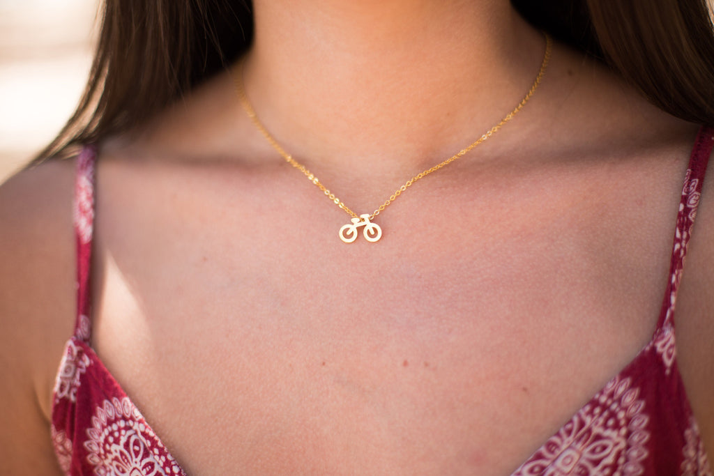 Bleu Bike Charm Necklace - Happy Poppy Jewelry