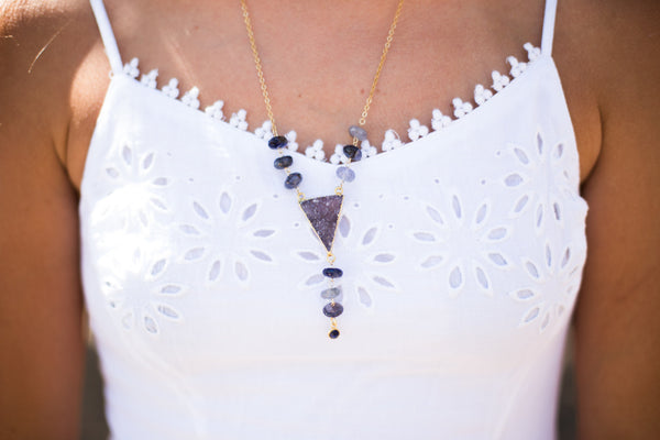 Amy Druzy Lariat Necklace - Happy Poppy Jewelry