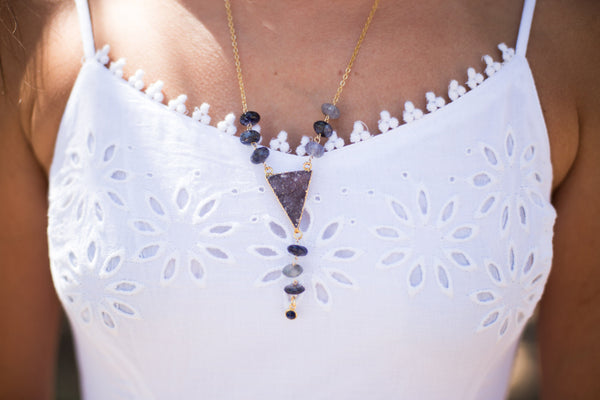 Amy Druzy Lariat Necklace - Happy Poppy Jewelry