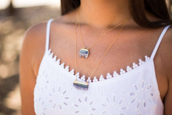 Angie Amethyst Slice Necklace - Happy Poppy Jewelry