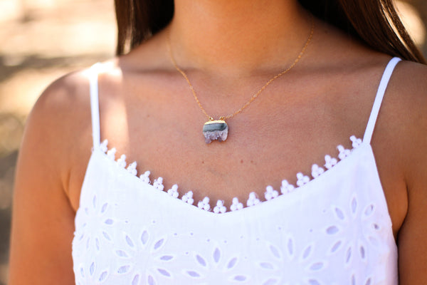 Andy Amethyst Slice Necklace - Happy Poppy Jewelry