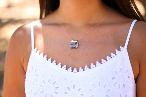 Andy Amethyst Slice Necklace - Happy Poppy Jewelry