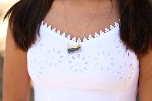 Angie Amethyst Slice Necklace - Happy Poppy Jewelry