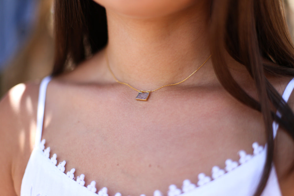 Prisha Druzy Necklace - Happy Poppy Jewelry