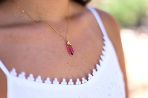 Pia Pink Quartz Spike Pendant Necklace - Happy Poppy Jewelry