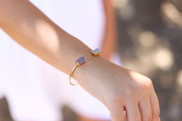 Rectangular Double druzy bangle - Happy Poppy Jewelry