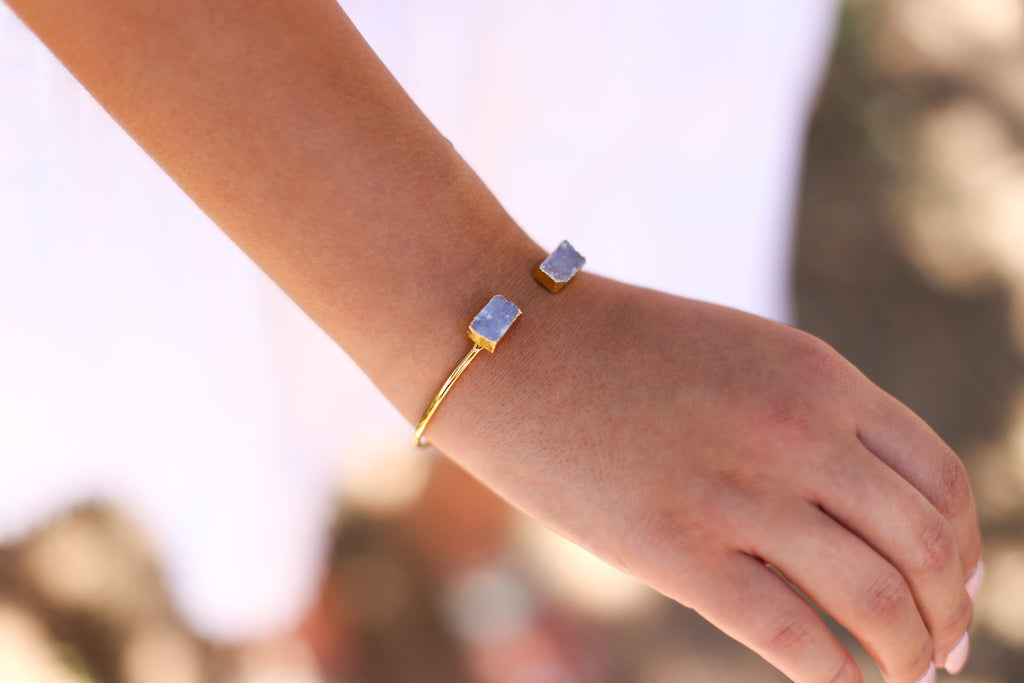 Rectangular Double druzy bangle - Happy Poppy Jewelry