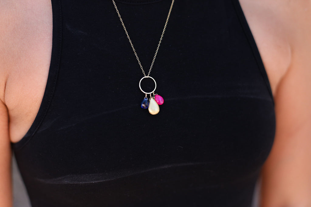 Beth Clustered Gemstone Pendant - Happy Poppy Jewelry