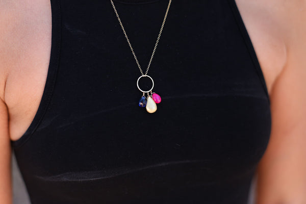 Beth Clustered Gemstone Pendant - Happy Poppy Jewelry