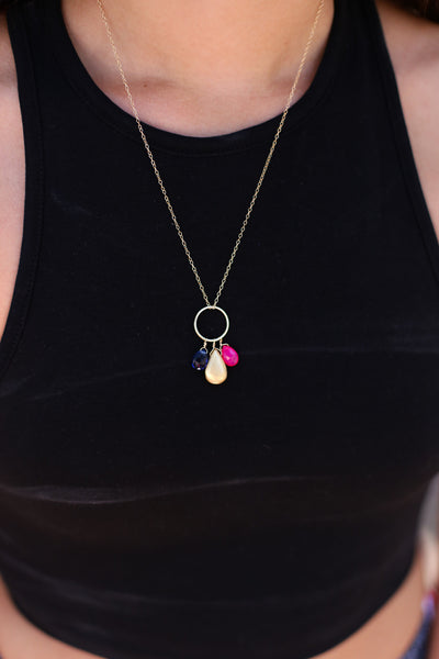 Beth Clustered Gemstone Pendant - Happy Poppy Jewelry