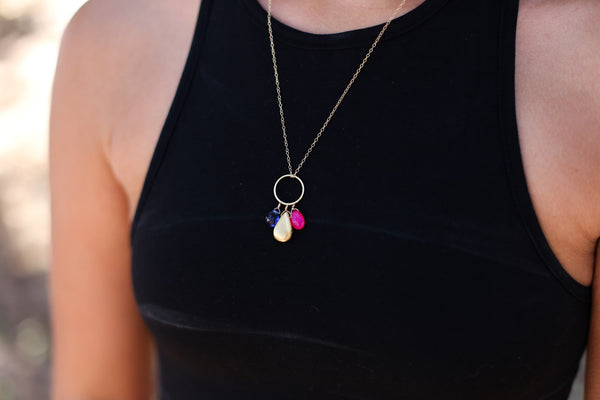 Beth Clustered Gemstone Pendant - Happy Poppy Jewelry