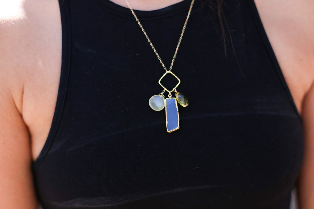 Beatrice Clustered Gemstone Pendant - Happy Poppy Jewelry