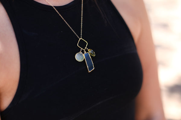 Beatrice Clustered Gemstone Pendant - Happy Poppy Jewelry