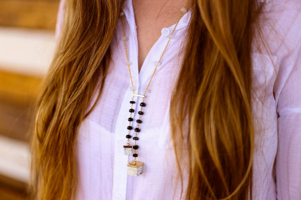 Jacklyn White Onyx Necklace - Happy Poppy Jewelry