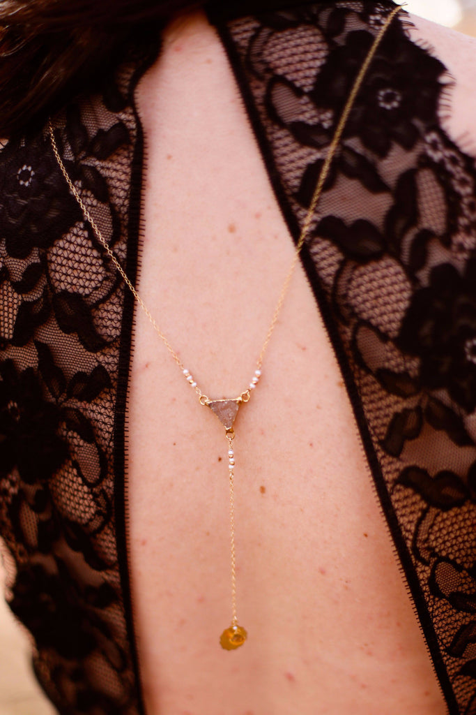 Sunset Druzy Lariat or 'Y' Necklace - Happy Poppy Jewelry