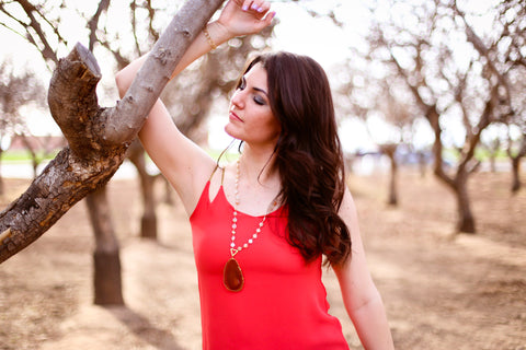 Lucella Agate Slice Quartz Necklace - Happy Poppy Jewelry