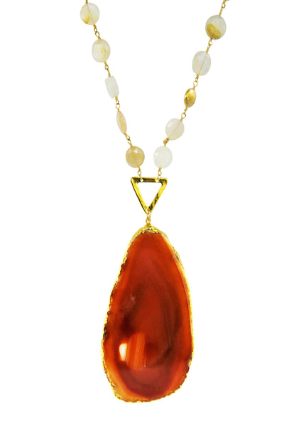 Lucella Agate Slice Quartz Necklace - Happy Poppy Jewelry