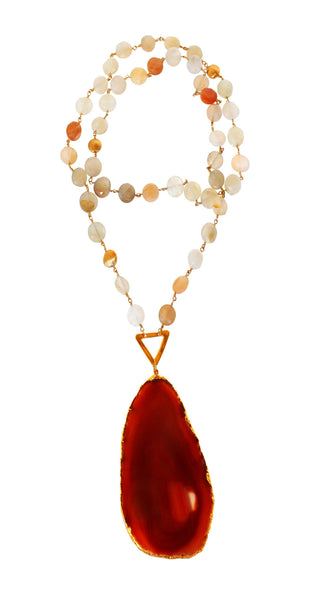 Lucella Agate Slice Quartz Necklace - Happy Poppy Jewelry